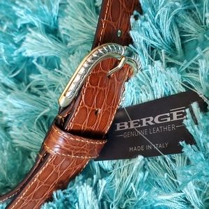 nwt women's med Berge leather brown belt made in Italy
